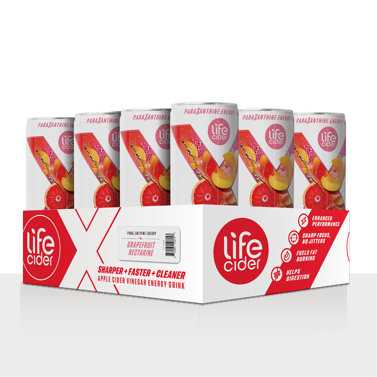 Life Cider X Energy Drink, Grapefruit Nectarine, 12-Pack