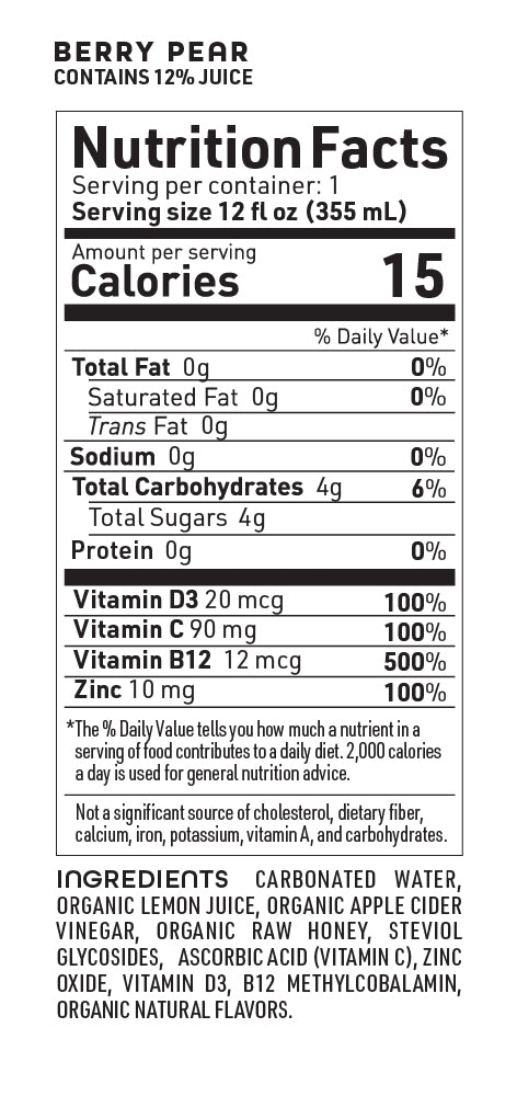 Life Cider ACV Drink, Berry Pear, 12 Pack