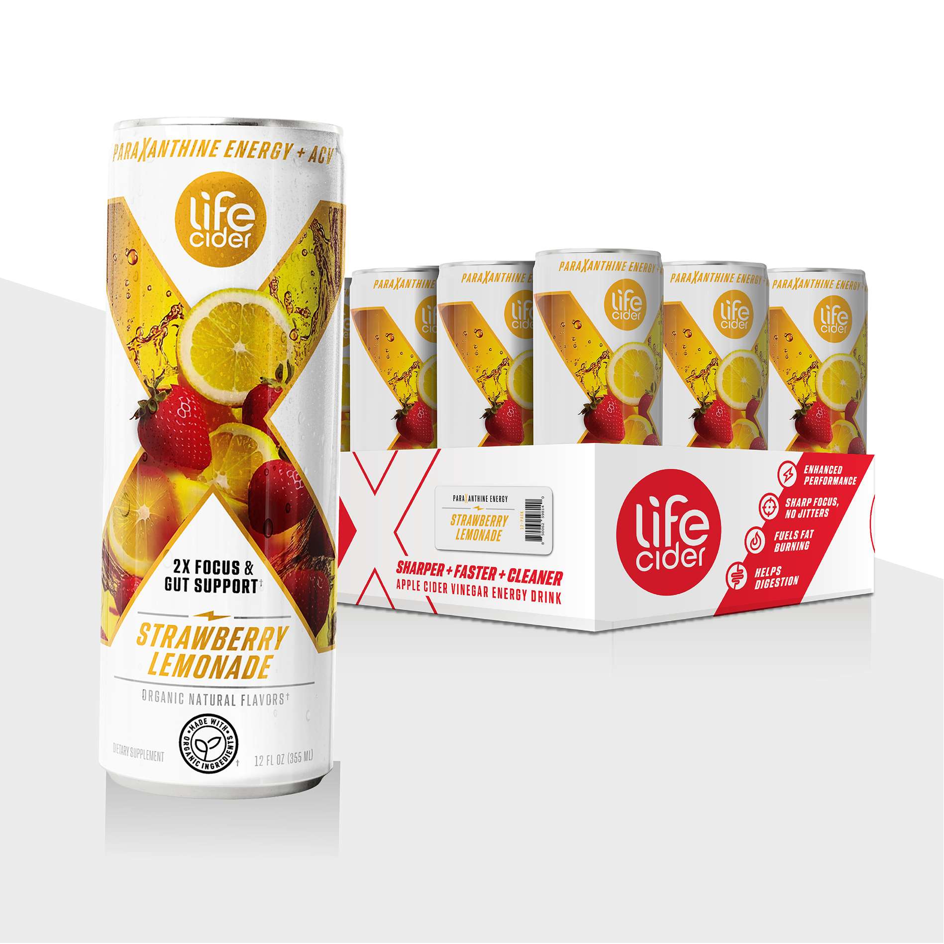 Life Cider X Energy Drink, Strawberry Lemonade 12-Pack