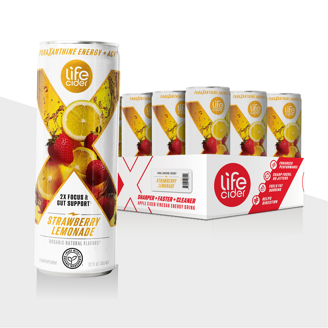 Life Cider X Energy Drink, Strawberry Lemonade 12-Pack