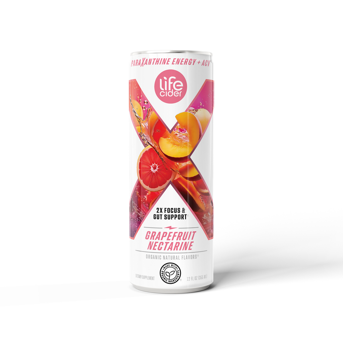 Life Cider X Energy Drink, Grapefruit Nectarine, 12-Pack