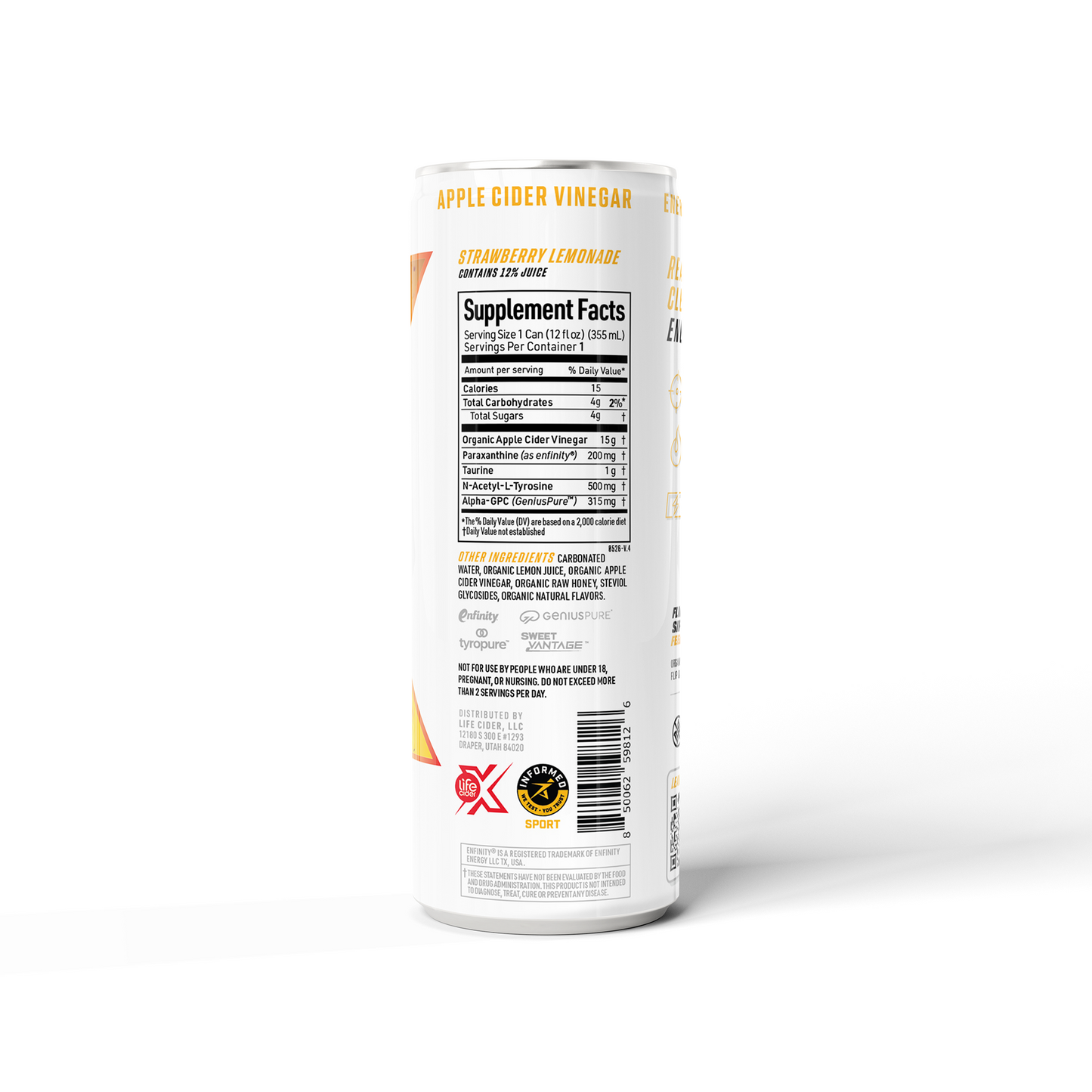 Life Cider X Energy Drink, Strawberry Lemonade 12-Pack