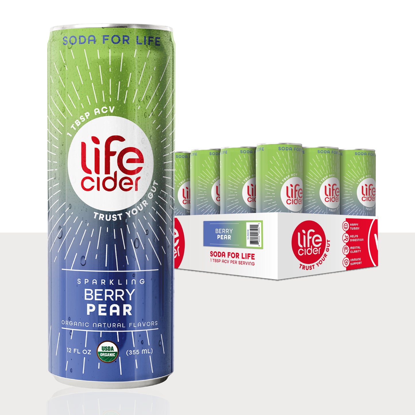 Life Cider ACV Drink, Berry Pear, 12 Pack