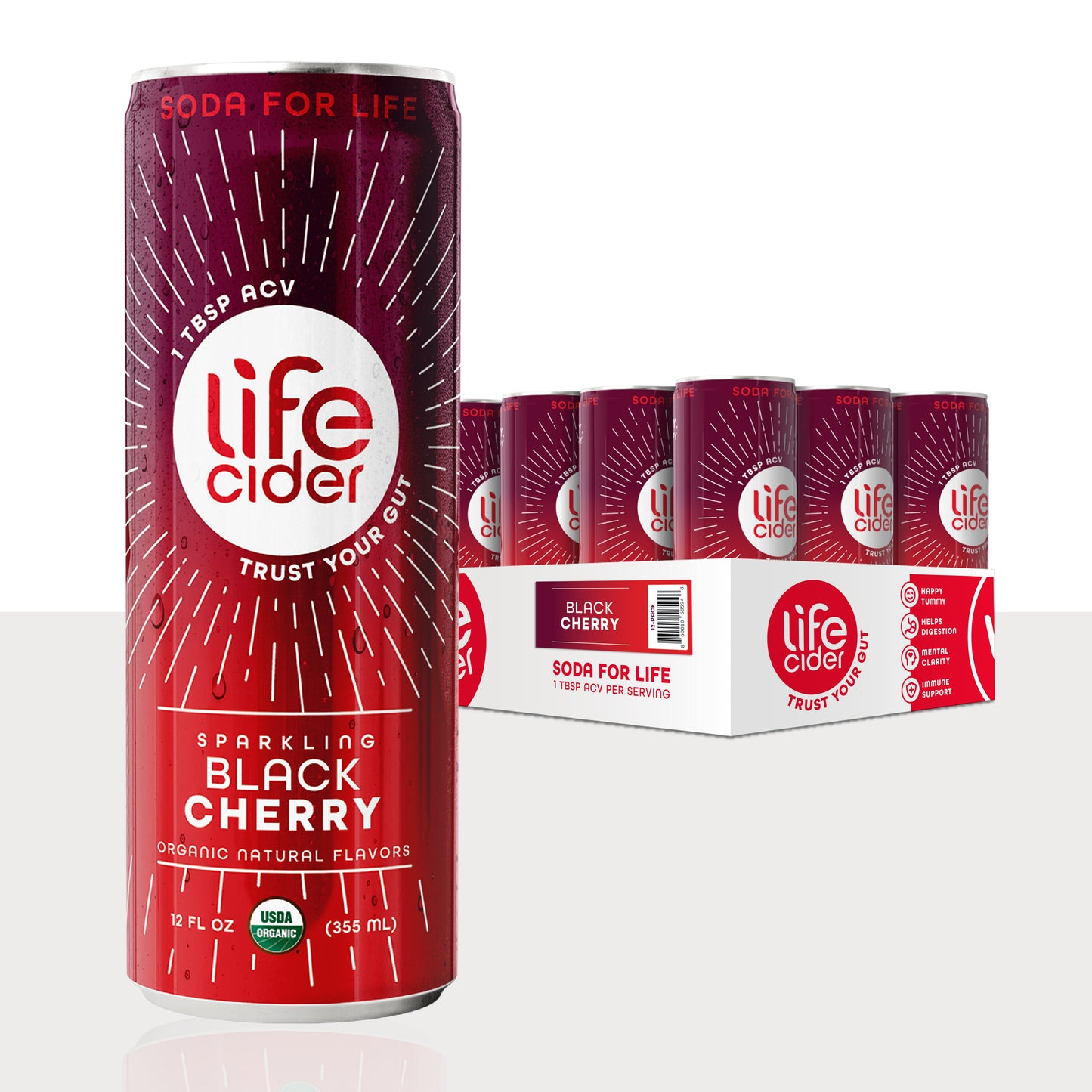 Life Cider ACV Drink, Black Cherry, 12 Pack