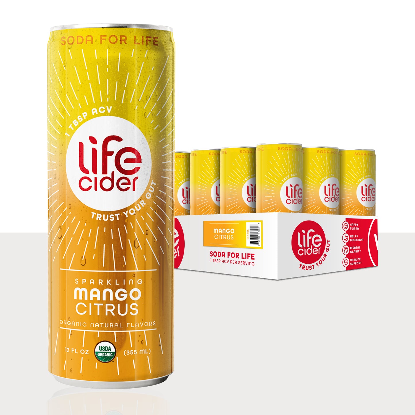 Life Cider ACV Drink, Mango Citrus, 12 Pack