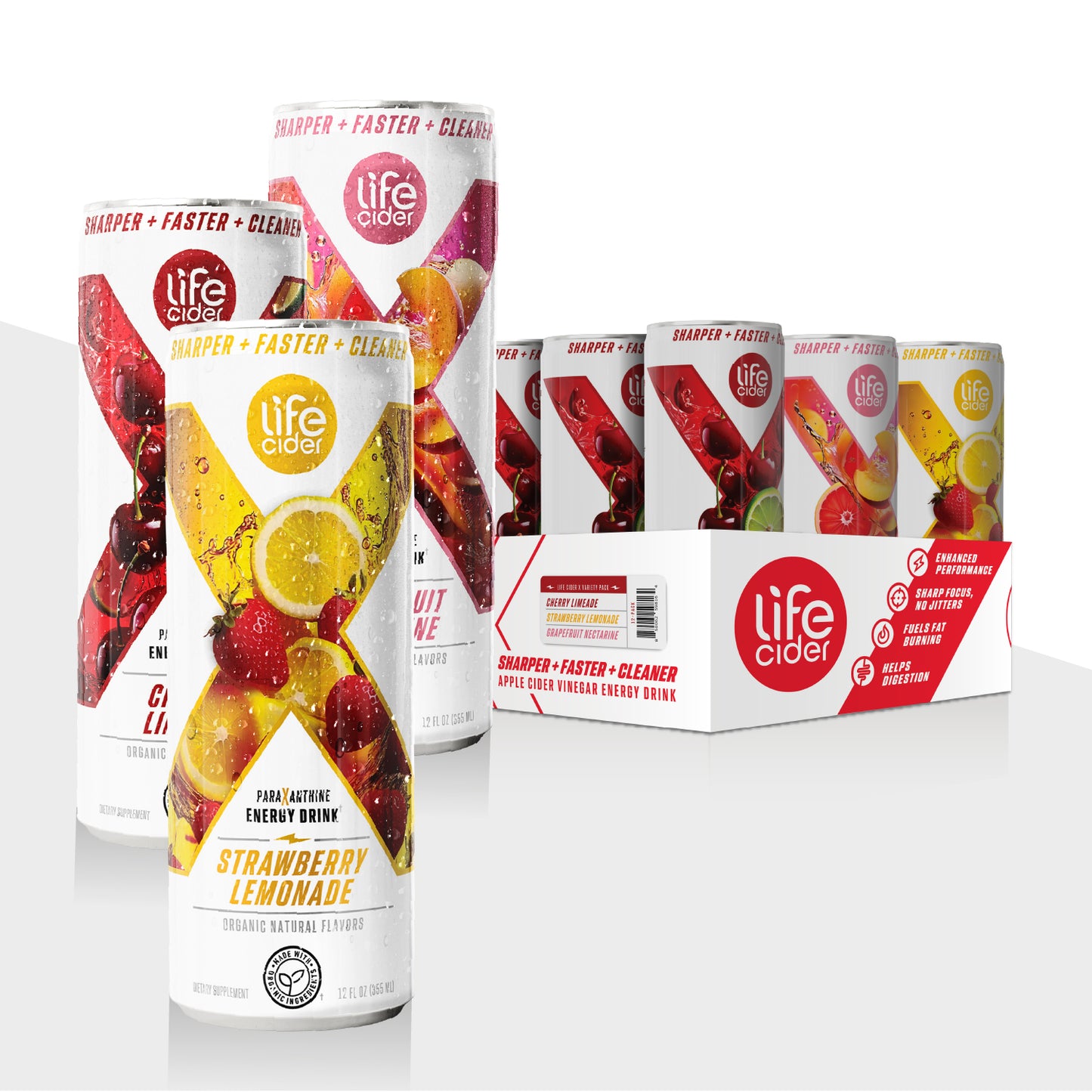 Life Cider X Energy Drink, Mixed Case, 12-Pack