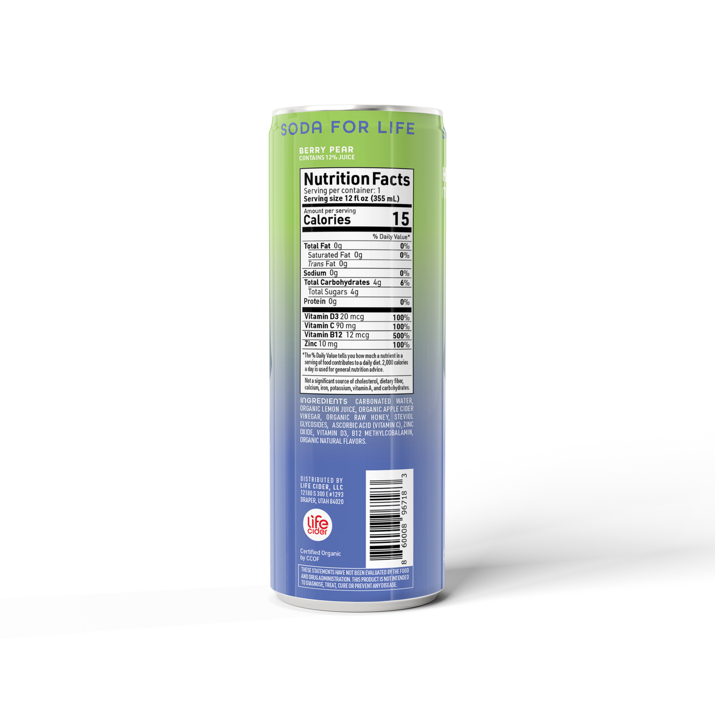 Life Cider ACV Drink, Berry Pear, 12 Pack