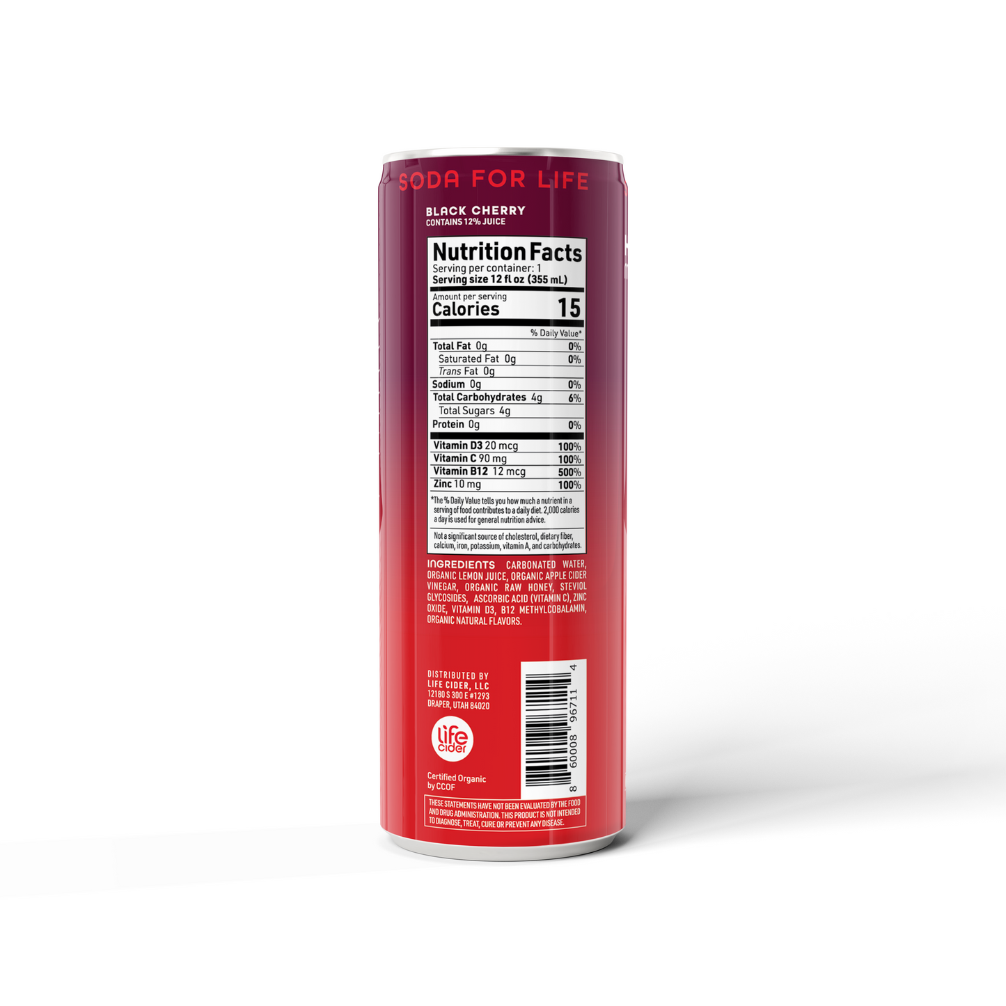 Life Cider ACV Drink, Black Cherry, 12 Pack