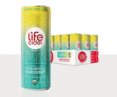 Life Cider ACV Drink, Pineapple Coconut, 12 Pack