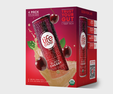 Life Cider ACV Drink, Black Cherry, 12 Pack