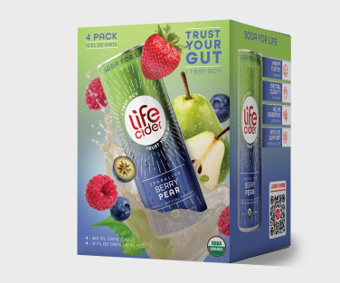Life Cider ACV Drink, Berry Pear, 12 Pack