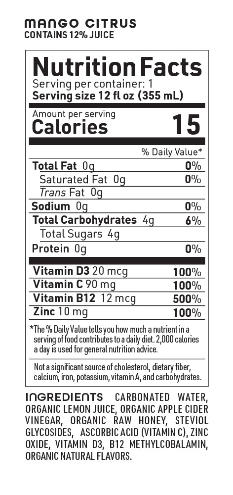 Life Cider ACV Drink, Mango Citrus, 12 Pack