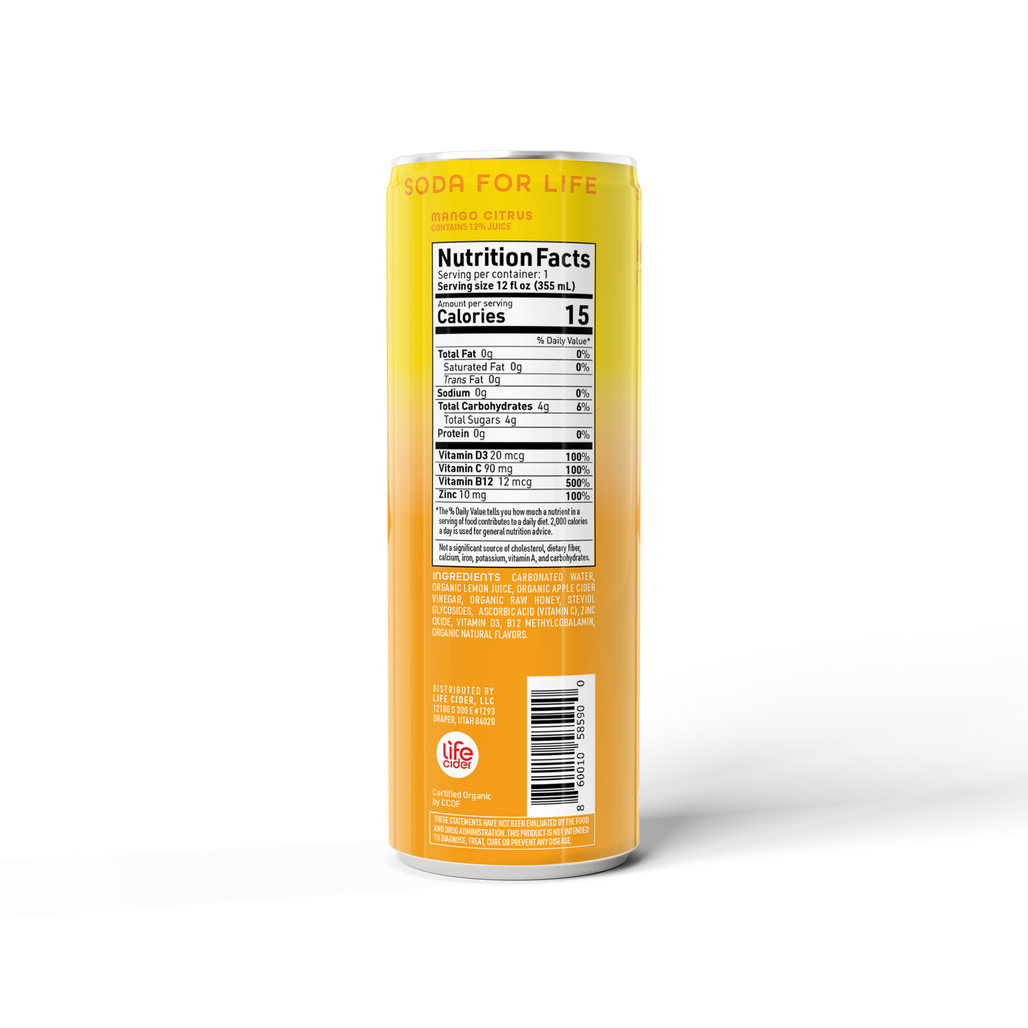 Life Cider ACV Drink, Mango Citrus, 12 Pack