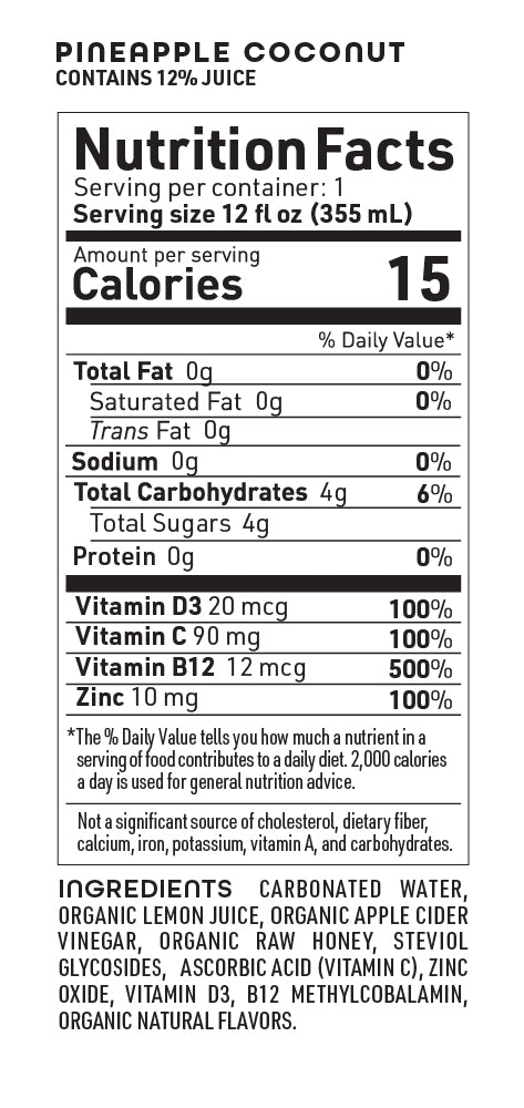 Life Cider ACV Drink, Pineapple Coconut, 12 Pack